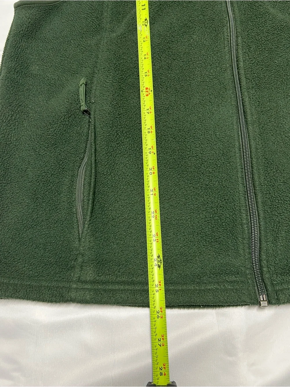 L.Bean Men’s Green Fleece Full Zip Vest Large Regular L Outdoor Hiking
